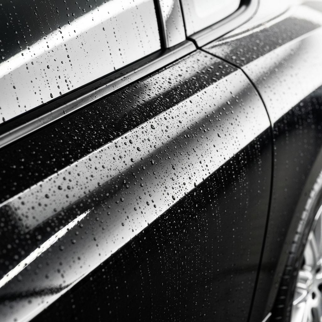 Car after professional detailing, shiny and spotless